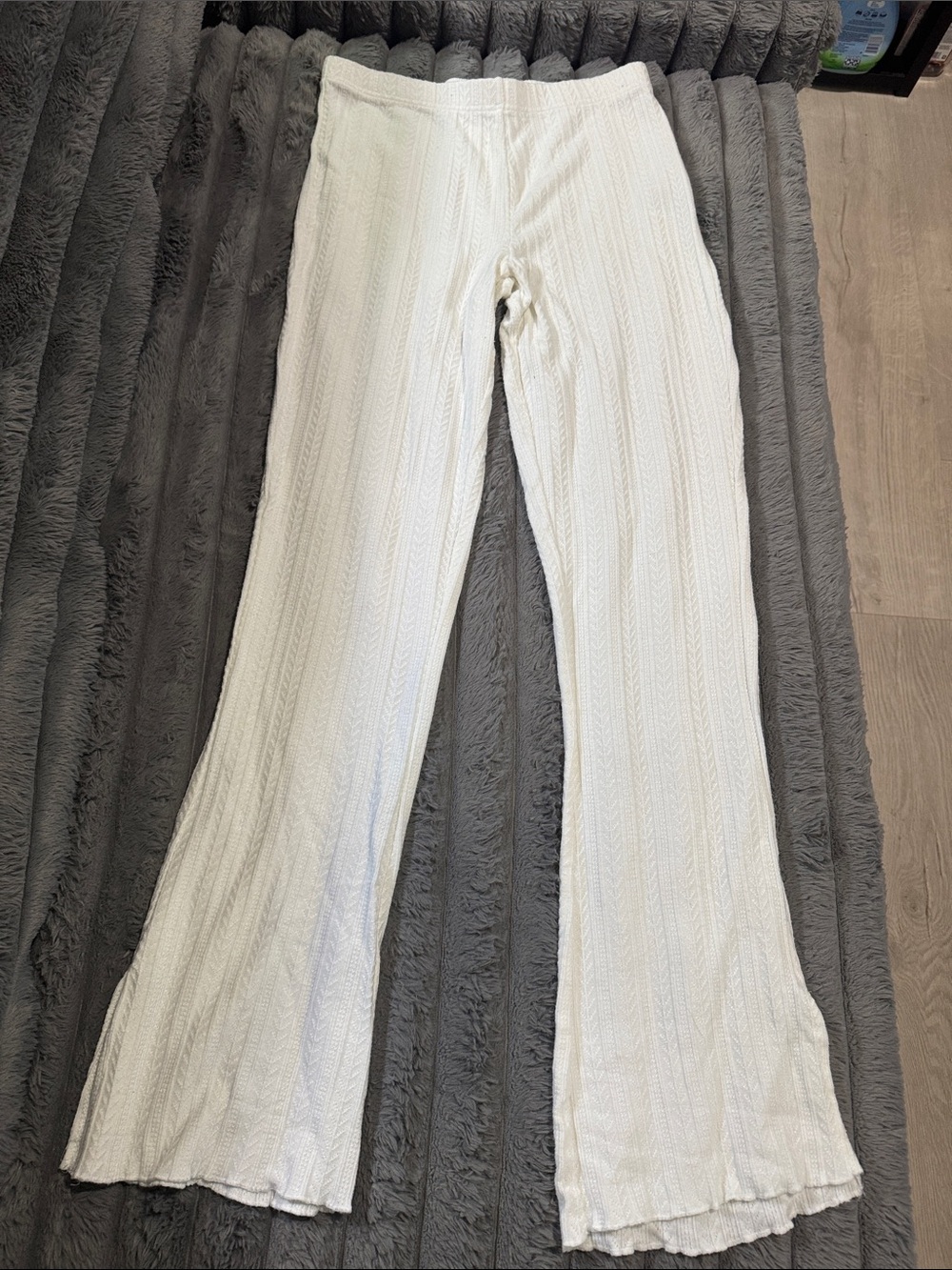 Cotton On Cream Textured Knit Wide-Leg Pants